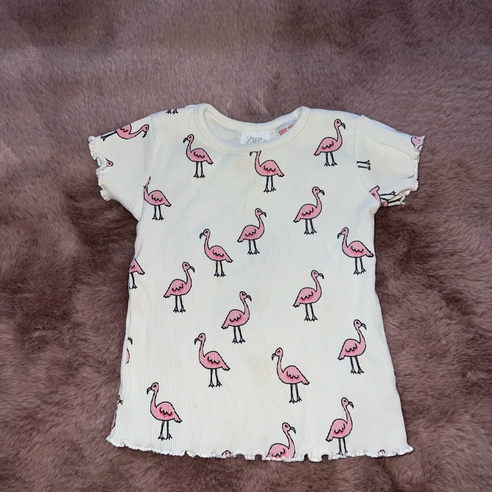 Zara T-Shirt with Pink Flamingos